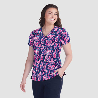 Womens Printed Scrub Top - Sweet Blossom