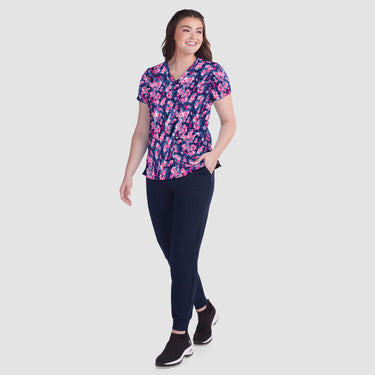 Womens Printed Scrub Top - Sweet Blossom