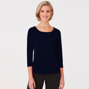 Womens City Collection Smart Knit 3/4 Sleeve Top