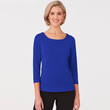 Womens City Collection Smart Knit 3/4 Sleeve Top