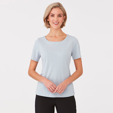 Womens City Collection Smart Knit Short Sleeve Top