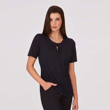 Womens City Collection Keyhole Short Sleeve Top