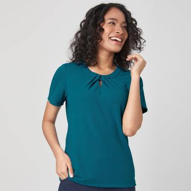 Womens City Collection Keyhole Short Sleeve Top