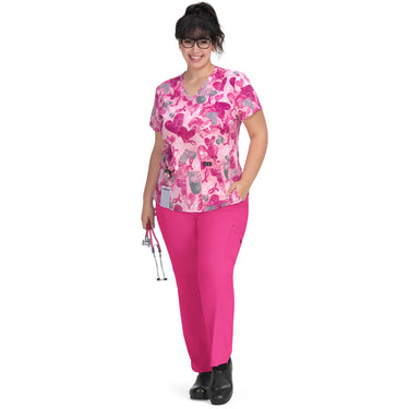 Womens Printed Scrub Top - Paisley Hearts