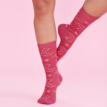 Unisex Fashion Biz Comfort Socks - Pink Hearts