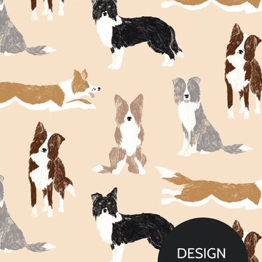 Womens Printed Scrub Top - Border Collies