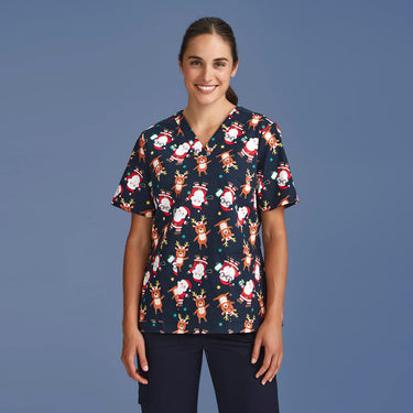 Womens Printed Scrub Top - Nurse Midnight Navy