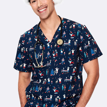 Mens Printed Scrub Set - Christmas Chaos