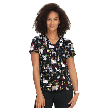 Womens Printed Scrub Top - Fancy Party