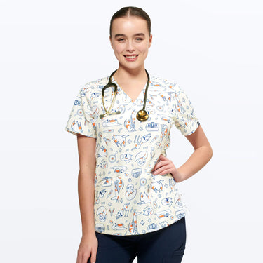 Womens Printed Scrub Top - The Vet Life