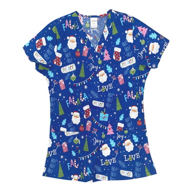 Smilewear Christmas Scrub Top - Tis The Season (Royal)