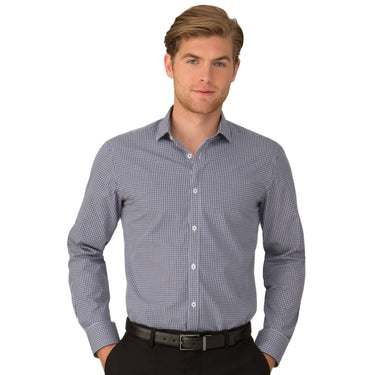 Mens City Collection So Ezy Checkered Long Sleeve Shirt