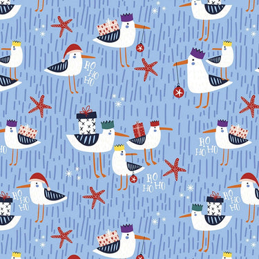 Womens Printed Scrub Top - Christmas Seagull