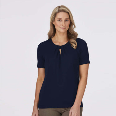 Womens City Collection Keyhole Short Sleeve Top